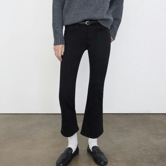 Frame Denim Le Crop Mini Boot Cut Coated Dark Wash Jeans Size 31 - Picture 1 of 5